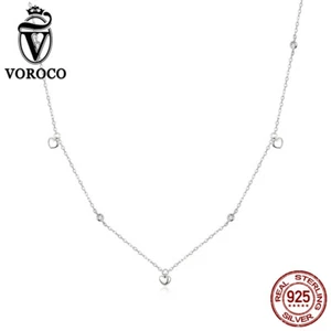 Voroco 100 % Plata Esterlina Dijes Simple Collar En Forma de Corazón Cadena para Mujer - Imagen 1 de 12