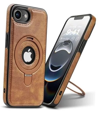 Magnetic for iPhone 16e Leather Case,Invisible Stand iPhone 16e - 6.1'' Brown - Image 1 of 4