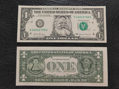 The Santa Claus U.S. $1 Dollar Bill Money "Santa Dollar" Includes ONE new card. - Image 1 of 2