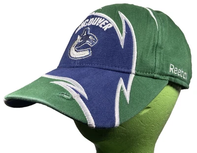 Vancouver Canucks Hat Cap Reebok Green/Blue Spiral Adjustable OSFM NHL Hockey - Image 1 of 4