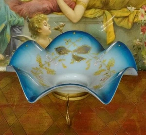 Divinely Pretty Antique French Glass Bon Bon / Trinket Dish,Toleware Base, 19thC - Picture 1 of 12
