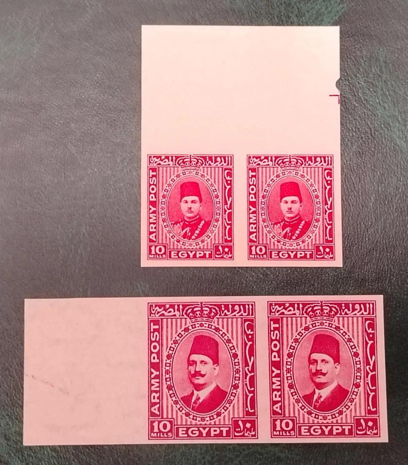 Egipto 1938 Fouad, Farouk Militar IMPERFORADO en Papel Engomado MNH VF 100 Existen Foto 1 de 1