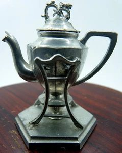 Antique German Gerlach Metal TEA POT on Stand 1:12 Dollhouse Miniature - Picture 1 of 4