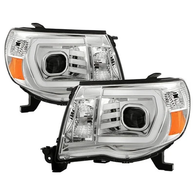 For Toyota Tacoma 05-11 Headlights Driver & Passenger Side Chrome LED Light Tube Foto 1 de 4