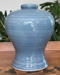 Simon Pearce Art Pottery Blue Crackle Glaze 9" Lamp Base Only Stunning - Picture 1 of 5