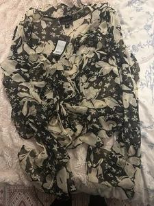 New Look Black And White Chiffon Over Blouse/ Cover Brand New With Tags Size 14 - Picture 1 of 2