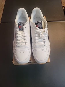 Reebok Clásico Cuero Blanco Azul Marino Goma Nuevo Talla 10.5 Hombre - Imagen 1 de 11