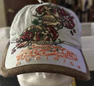 Y2K CHRISTIAN AUDIGIER KIDS SKULL ROSE EMBROIDERED YOUTH CAP RHINESTONES ACCENTS - Picture 1 of 4