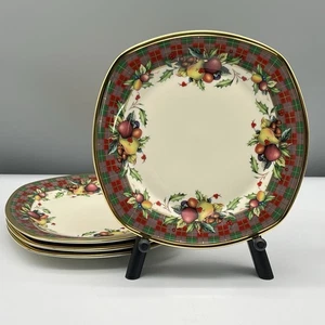 NOS LENOX Holiday Tartan LOT 4 SQUARE LUNCHEON PLATES Kids Dinner BUFFET 8.75" - Picture 1 of 19