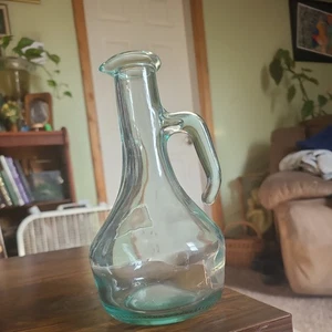 Vintage MOD DEP Decanter Bottle Glass Aqua Green 9.25” Made in Italy No Cork - Picture 1 of 11