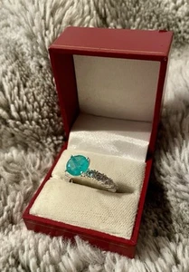 NATURAL EMERALD RING 925 - Picture 1 of 4