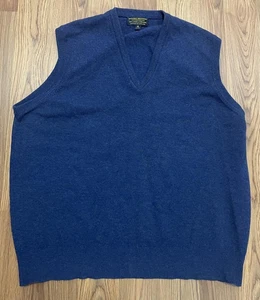 Brooks Brothers Sweater Vest Mens 48 Blue Lambswool V Neck Knitted in England - Picture 1 of 10