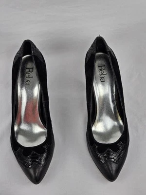 Reba McEntire Para Mujer Talla 7.5 Western/Vaquera Negro Gamuza Cuero Piel de Serpiente  Foto 1 de 4