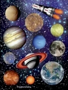 Space Blast Value Stickers 4 Per Pack Solar System Spaceship Party Favors - Picture 1 of 1