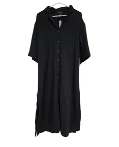 Madewell Lightestspun Cover Up Maxi Shirtkleid True Black Damen Oversized XS - Bild 1 von 6