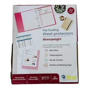 50 Count C-Line Heavyweight Sheet Protectors Top Loading Letter 3 Hole Punch - Imagen 1 de 8