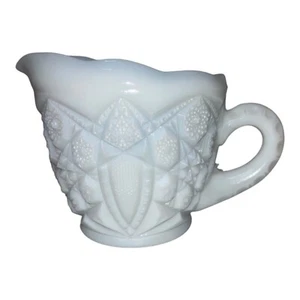 Vintage McKee White Milk Glass Toltec Creamer Textured Etched - Picture 1 of 15
