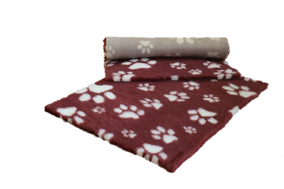 VETFLEECE Non Slip Deep Pile Fleece Vet Bed Roll Dog Cat Cage Heather White Paws - Image 1 of 3