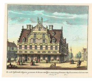 1736 INCISIONE SU RAME COLORATA A MANO DI UNA CASA DI RIFERIMENTO A DELFT- CAMERETTA - Foto 1 di 1