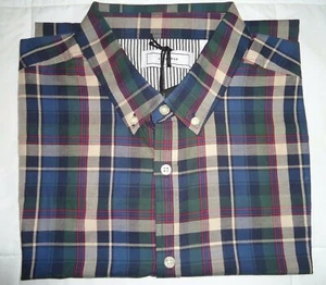 NEW Five Four Parkman Mens 3XL Cotton Long Sleeve Casual Shirt Blue Multi Plaid - Picture 1 of 5