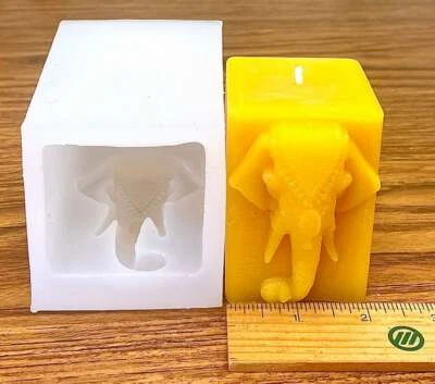 3” Silicone elephant candle Mold square pillar handmade - Image 1 of 4