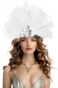 Black Feather Sequin Headwear Carnival Headpiece Showgirl Cosplay Accessories... - Picture 1 of 8