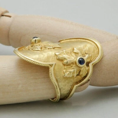 Floraler Ring Gold Damen mit Saphir Besatz in 750/18K Gelbgold Gr. 56 - Bild 1 von 4