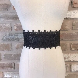 Damen aufwendiges Korsett schwarz Kunstleder & Spitze breiter Bindegürtel Onesize - Bild 1 von 4