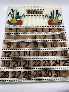 Handmade Duck Perpetual Calendar in Plastic Canvas Pattern Vintage Retro - Picture 1 of 10