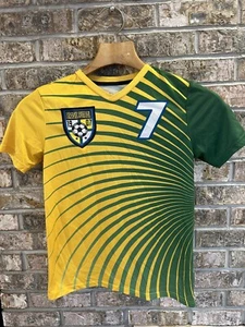 Youth Brazil Brasil #7 Junior XL (14/16) Soccer Futbol Jersey (Yellow) Xersion - Picture 1 of 12