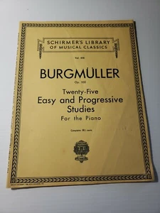 BURGMULLER 25 EASY PROGRESSIVE STUDIES PER PIANOFORTE Spartiti Vintage b35 - Foto 1 di 12
