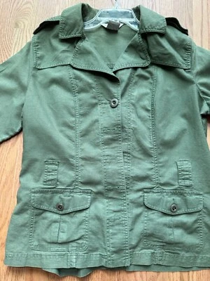 George Blazer куртка рубашка женский размер 16 кнопка спереди льняной и хлопок зеленый - Изображение 1 из 4