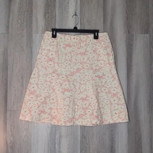 Eddie Bauer Mujer 10 Crema Rosa Floral Algodón Línea A Falda Exterior Informal - Imagen 1 de 10