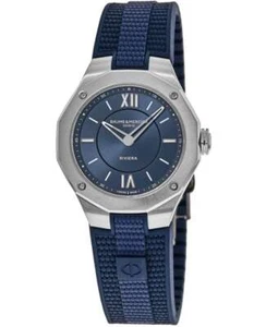 New Baume & Mercier Riviera Blue Dial Rubber Strap Women's Watch 10689 - Picture 1 of 5