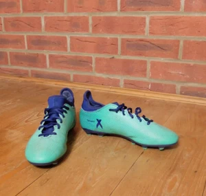Adidas Junior Fußballschuhe x 17,3 feste Bodenstollen UK 4,5 grün blau CP8993 - Bild 1 von 12