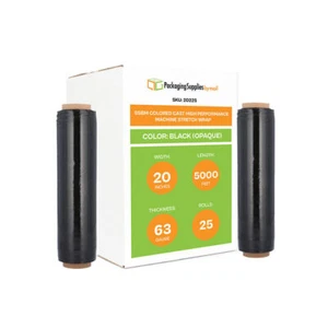 Envoltura elástica para máquina de 25 rollos, 20"x 5000' calibre 63 palet negro oscuro ala retráctil - Imagen 1 de 7