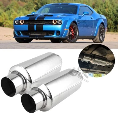 Silenciador de escape de entrada/salida de 2,5" resonador tono profundo soldado para Dodge Challenger Foto 1 de 4