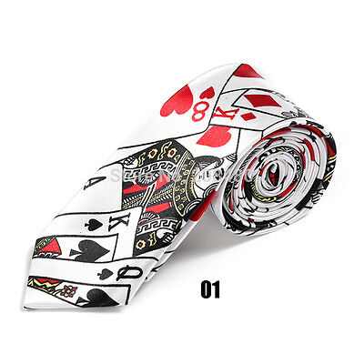 Abito Elegante Unisex Novità Bianco Carte Da Gioco Poker Cravatta Magra - Nuovissima • 6.90€
