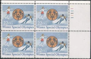Plate Block - Scott 2142 - 22 cent - Winter Special Olympics - 1985 - MNH - Picture 1 of 1