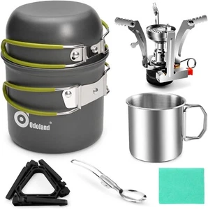 8pcs Camping Cookware Mess Kit, Camping Pot and Pan Set with Mini Stove ..... - Picture 1 of 7