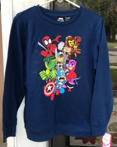 Unisex Marvel sz XL Navy Blue Pullover Sweatshirt Avengers Team Graphic 010 - Picture 1 of 8