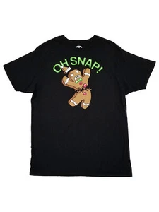 Mens Black Oh Snap Gingerbread Man Short Sleeve Christmas T-Shirt Large - Picture 1 of 1