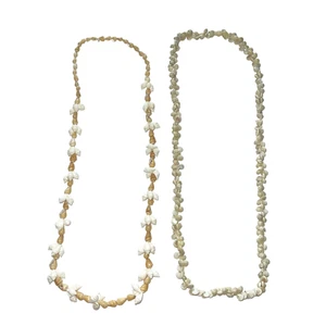 Shell Necklace Lei Lot Natural Seashell 2 Strand Luau Beach Party Island Wedding - Picture 1 of 13