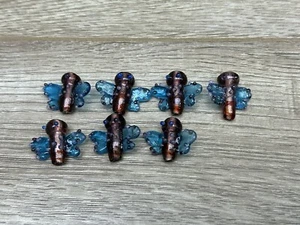 Vintage Lampwork Colorful Blue & Brown Dragonfly Bug Glass Beads Lot Of 7 - Picture 1 of 8