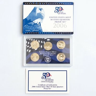 2006 S US 50 State Quarters Uncirculated Proof Mint Set - 5 Proof Coins OGP COA - Image 1 of 4