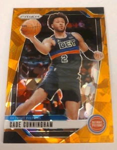 2024-25 Panini Prizm Cade Cunningham Detroit Pistons 41 Orange Cracked Ice Prizm - Foto 1 di 1