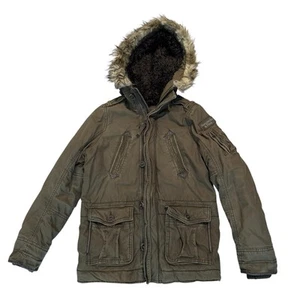 Vintage Abercrombie and Fitch Military Parka Jacket Basin Mountain Size L Hoodie - Picture 1 of 12