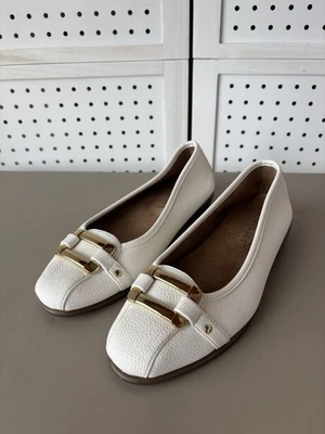 Aerosoles Sherbet Womens 8.5M White Pebble Buckle Slip On Ballet Style Shoes - Image 1 of 4