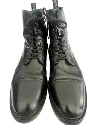 Botines de combate AllSaints Piero •EU 46/US 13• cremallera de cuero negro $349 Foto 1 de 4