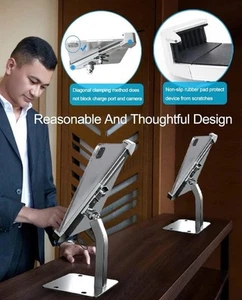 Aluminum Anti Theft Desktop Tablet Kiosk Stand Holder Countertop Tablet POS Disp - Afbeelding 1 van 16